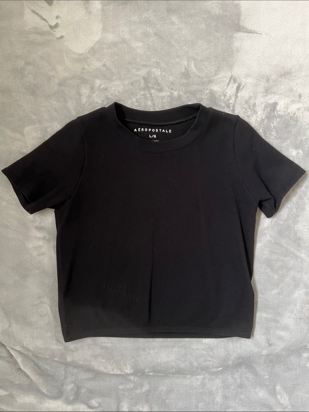 Aeropostale Kids Black Ribbed Short Sleeve Tee